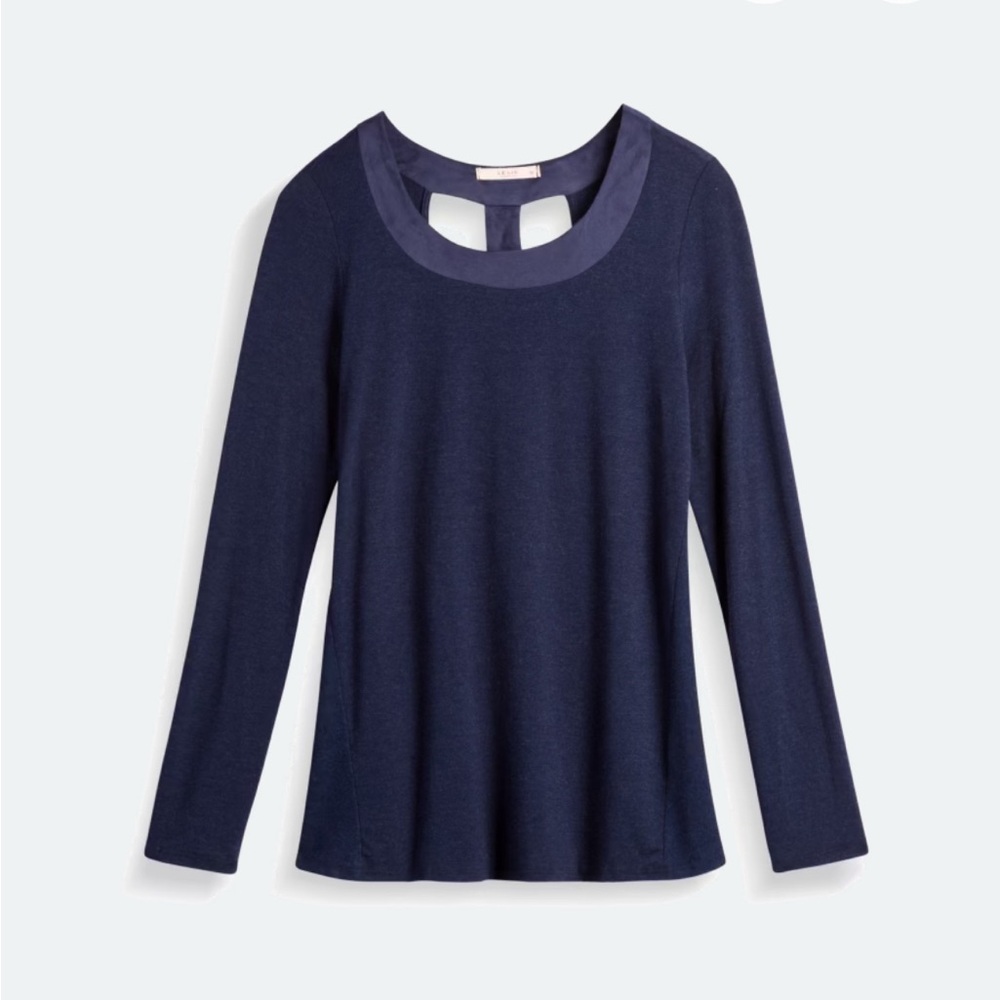 Le Lis Nimona Faux Suede Hem Knit Top Medium